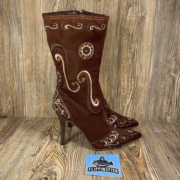 Cato Womens Stiletto Brown Suede Boots 